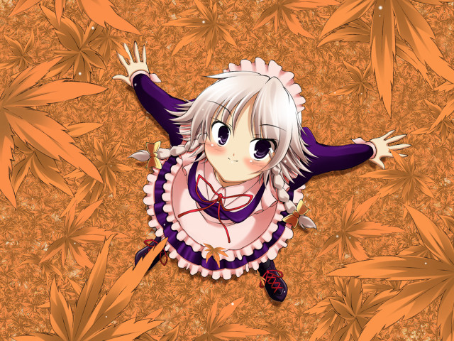 Anime aya goda autumn leaves free wallpaper for desktop - medium preview image