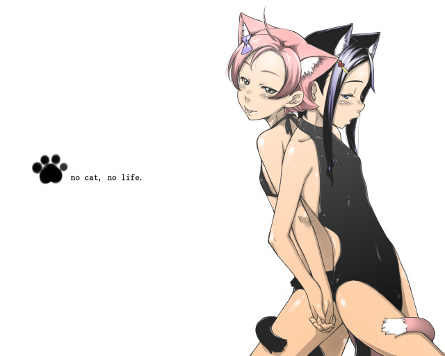 Two girls cat dog furry free wallpaper for desktop - medium preview image