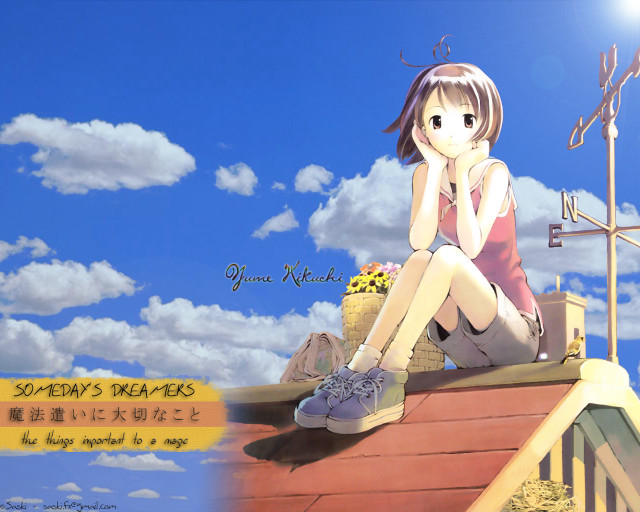 Girl roof sitting anime sky free wallpaper for desktop - medium preview image
