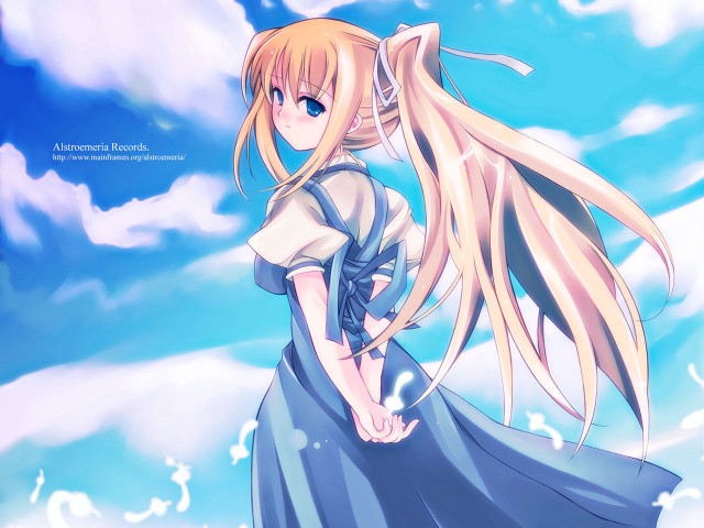 Blonde girl clouds anime magical free wallpaper for desktop - medium preview image