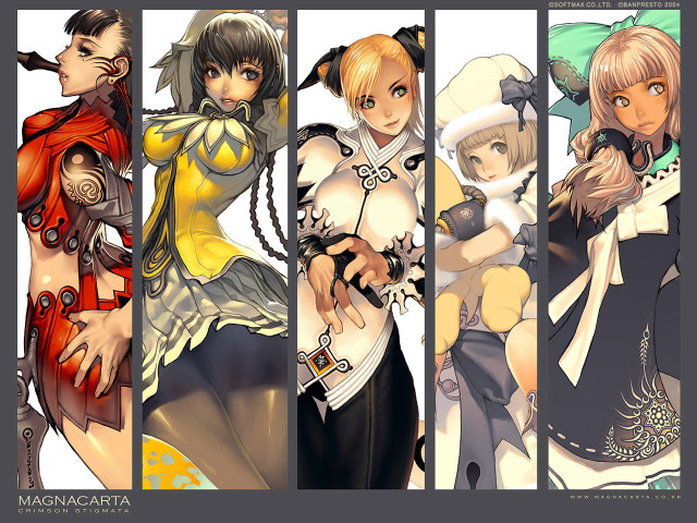 Anime group characters row backs free wallpaper for desktop - medium preview image