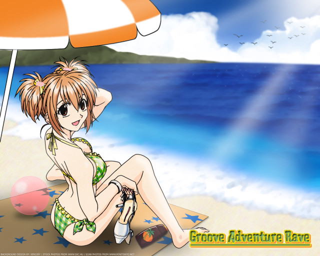 Beach girl starfish anime bikini free wallpaper for desktop - medium preview image