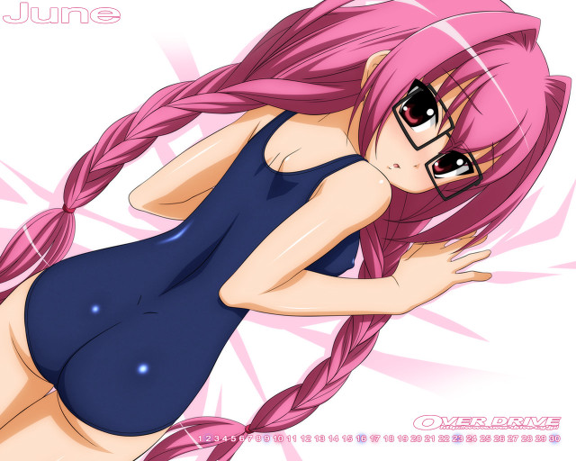 Pink haired girl glasses braid free wallpaper for desktop - medium preview image