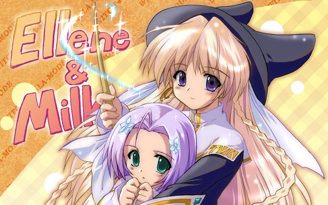 Ellene mill anime hug illustration free wallpaper for desktop - medium preview image