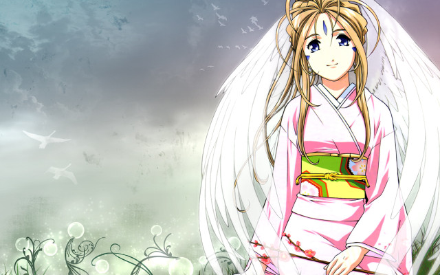 Angelic pink and white kimono free wallpaper for desktop - medium preview image