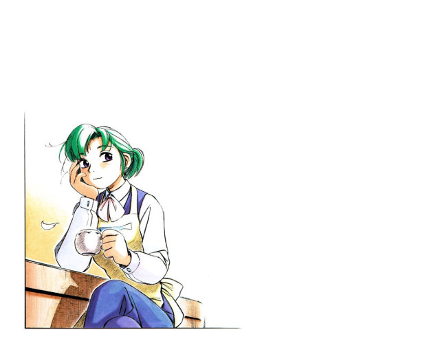 Eizan kikukawa green hair sitting free wallpaper for desktop - medium preview image