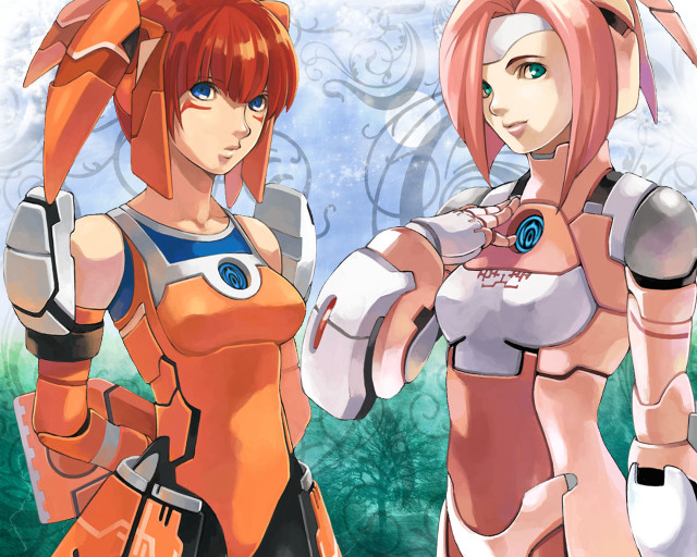 Two anime girls forest armor free wallpaper for desktop - medium preview image
