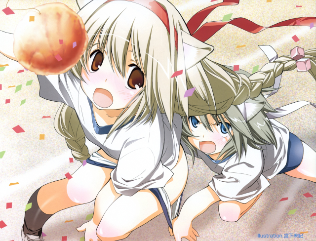 Anime girls playing confetti animal free wallpaper for desktop - medium preview image