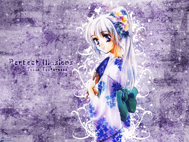 White haired anime girl flower free wallpaper for desktop - medium preview image