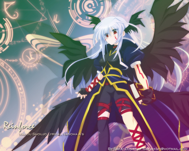 White haired wings anime clock free wallpaper for desktop - medium preview image