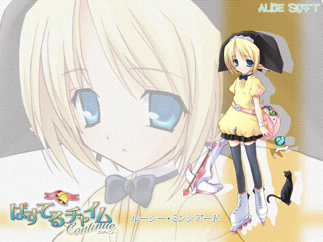 Anime girl cat portrait blonde free wallpaper for desktop - medium preview image