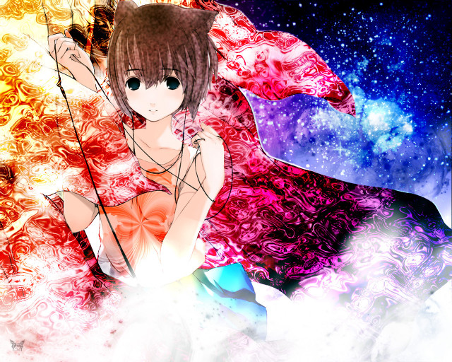 Girl red umbrella anime space free wallpaper for desktop - medium preview image