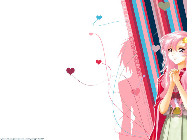 Pink hair dress hearts bow free wallpaper for desktop - medium preview image