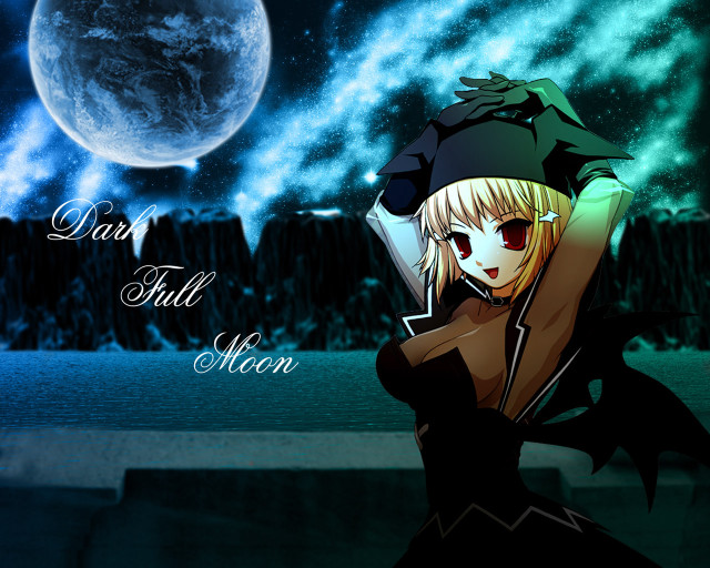 Gothic girl blue moon fullmoon free wallpaper for desktop - medium preview image