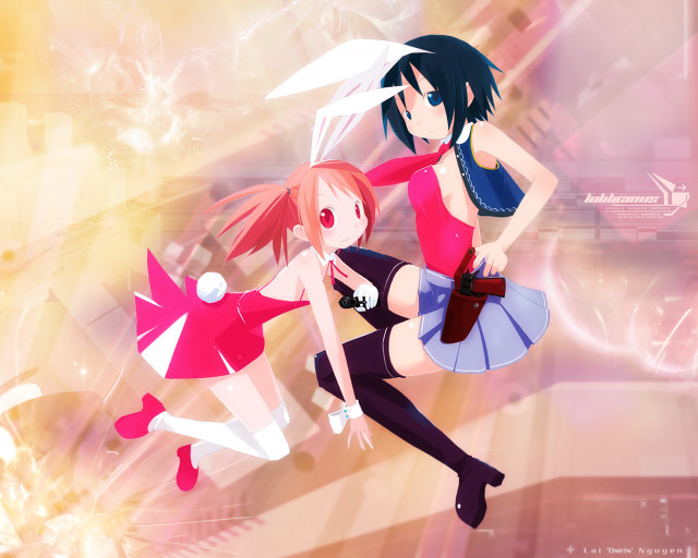 Anime girls dance rabbit ears free wallpaper for desktop - medium preview image