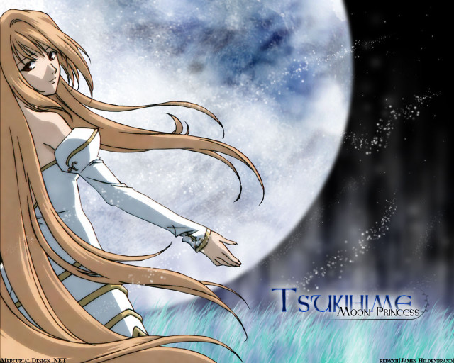 Woman fullmoon anime aurora dress free wallpaper for desktop - medium preview image