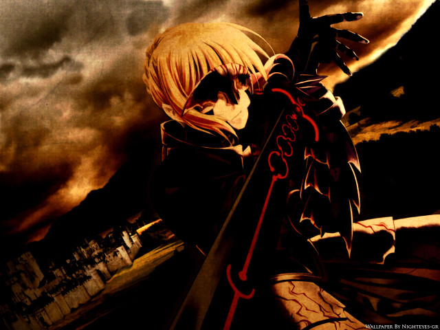 Anime saber armor blonde braid free wallpaper for desktop - medium preview image