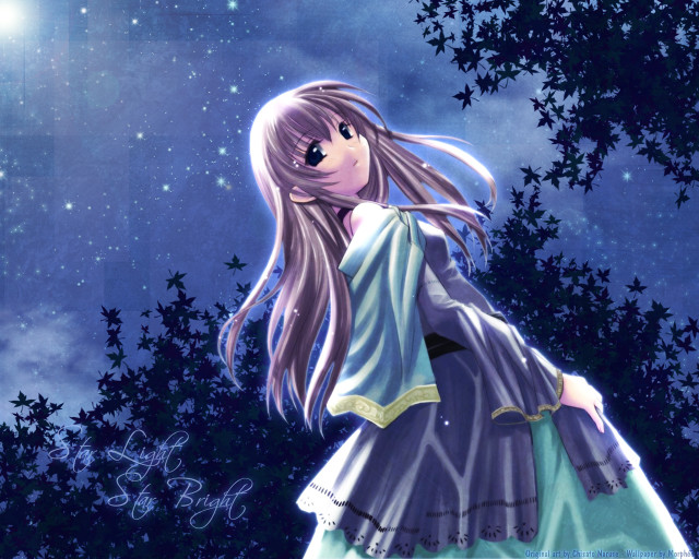 Girl dress tree star moon free wallpaper for desktop - medium preview image