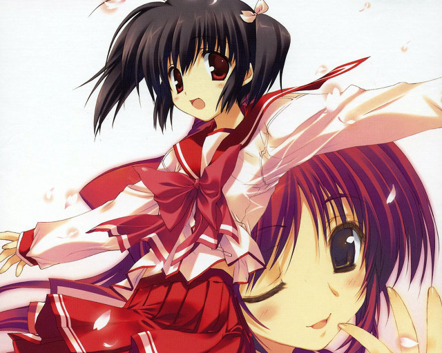 Anime girls red dress bow free wallpaper for desktop - medium preview image