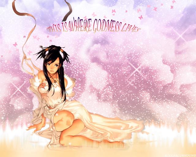 Woman white dress wand ribbon free wallpaper for desktop - medium preview image