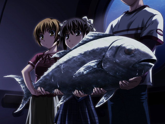 Man woman large fish room free wallpaper for desktop - medium preview image