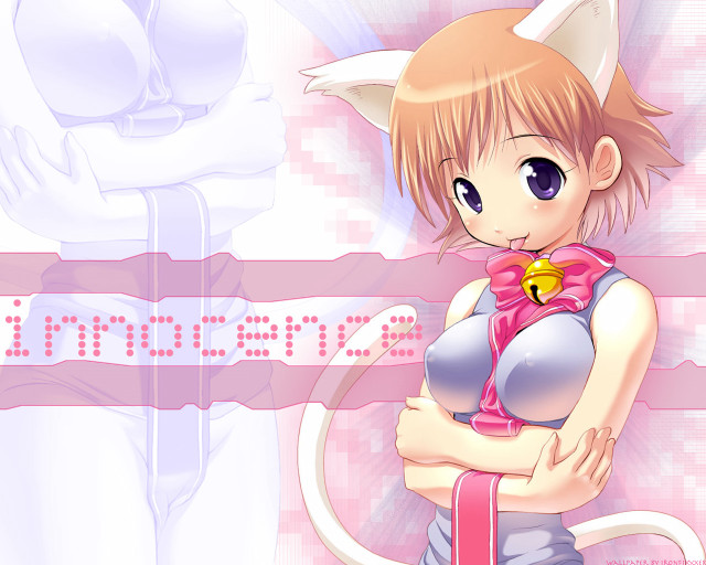 Cartoon catgirl pinkdress bow earstail free wallpaper for desktop - medium preview image