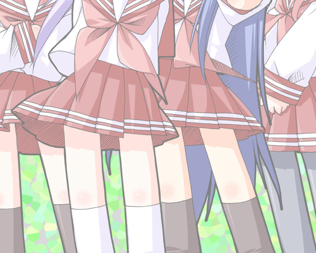 Anime girls school uniform bows free wallpaper for desktop - medium preview image