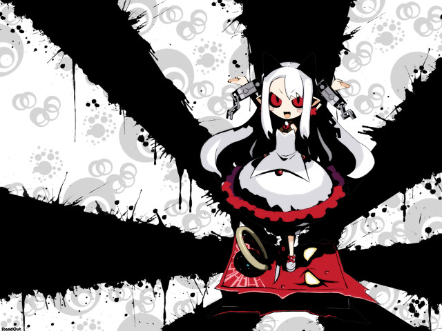 White hair red dress yandere free wallpaper for desktop - medium preview image
