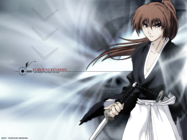 Anime samurai longhair katanasword hakama free wallpaper for desktop - medium preview image