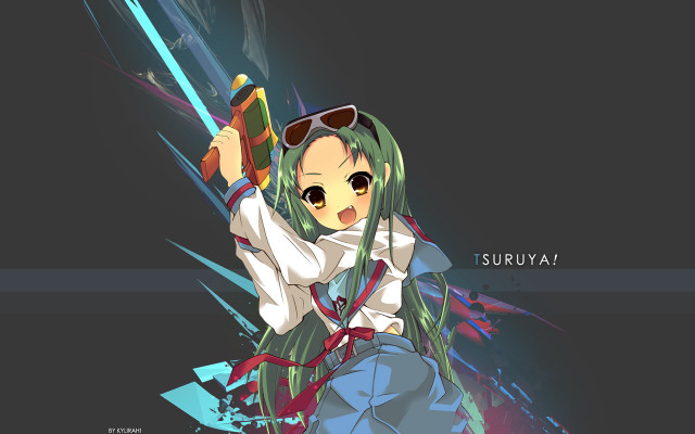 Anime girl sword school uniform free wallpaper for desktop - medium preview image