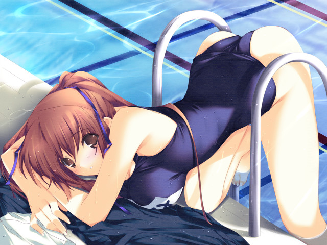Poolside swimsuit girl yayoi inspired free wallpaper for desktop - medium preview image