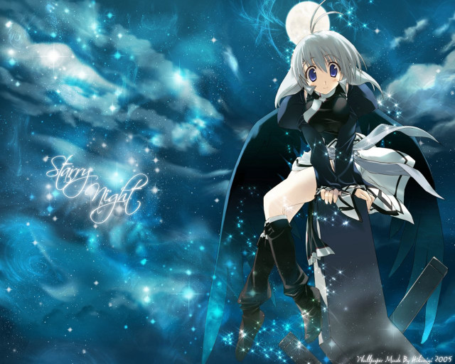Anime angel sword cloud stars free wallpaper for desktop - medium preview image