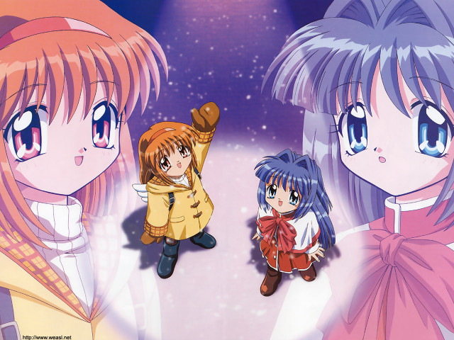 Anime girls stage snow lights free wallpaper for desktop - medium preview image