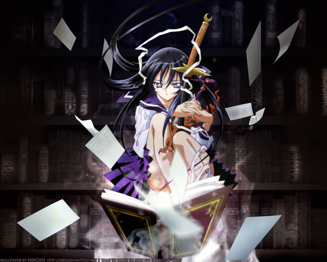 Anime sword book papers schooluniform free wallpaper for desktop - medium preview image