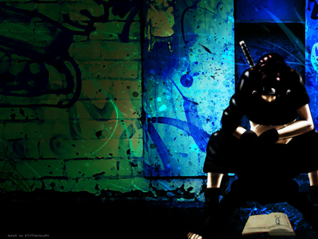 Graffiti sitting ani girl blood free wallpaper for desktop - medium preview image