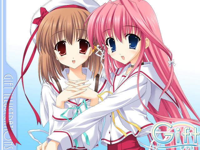 Pink hair anime girls hug free wallpaper for desktop - medium preview image