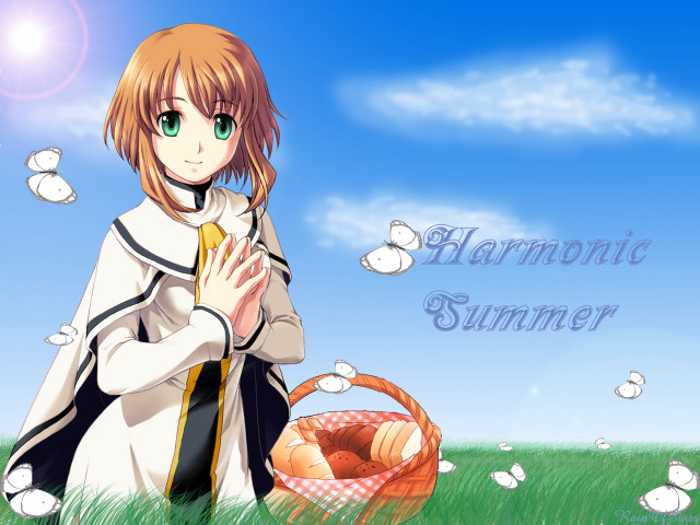 Girl basket food grass sky free wallpaper for desktop - medium preview image