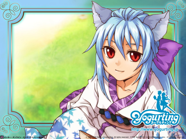 Blue hair cat ears portrait free wallpaper for desktop - medium preview image