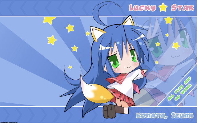 Blue starry catgirl chibi portrait free wallpaper for desktop - medium preview image