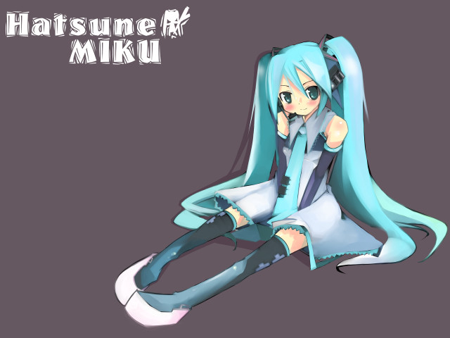 Anime girl blue hair sitting free wallpaper for desktop - medium preview image
