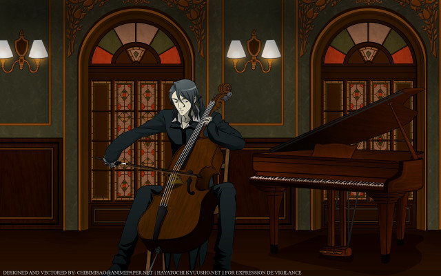 Gothic piano illustration boy stainedglass free wallpaper for desktop - medium preview image