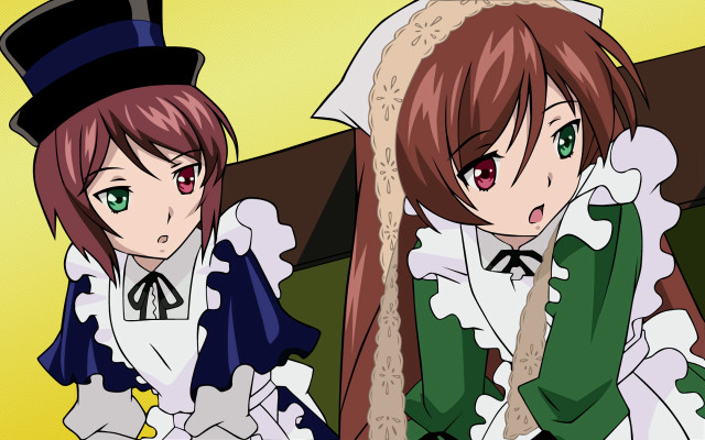 Anime girls hat brown green free wallpaper for desktop - medium preview image