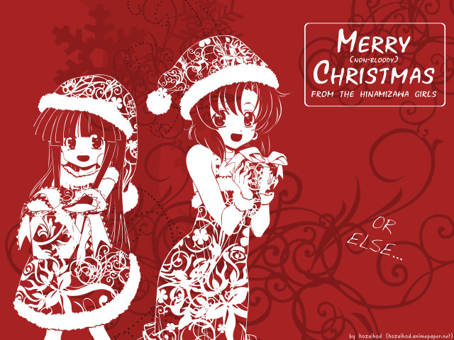 Merry christmas santa girls fur free wallpaper for desktop - medium preview image