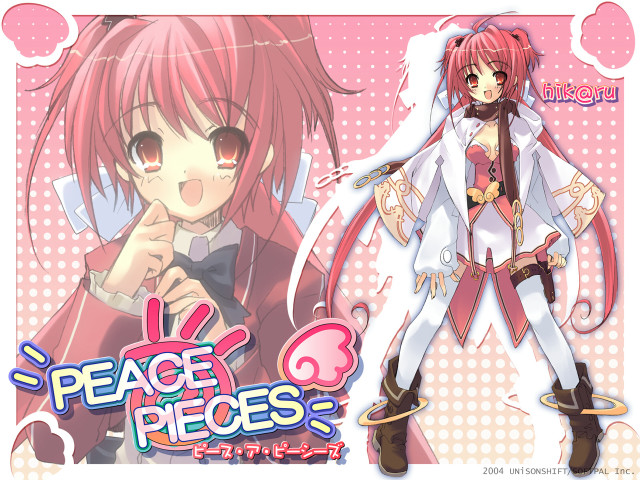 Redhair girl pinkbackground peacesign pixelart free wallpaper for desktop - medium preview image