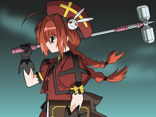 Woman red outfit sword hammer free wallpaper for desktop - medium preview image