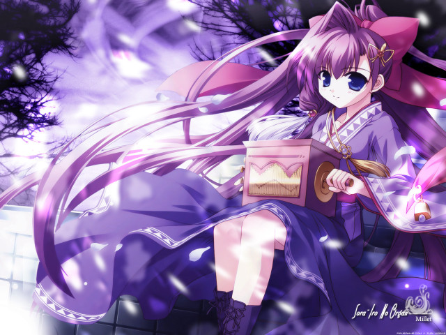 Purple dress girl bench pink free wallpaper for desktop - medium preview image