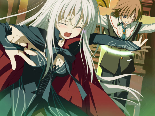 Anime characters white black hair free wallpaper for desktop - medium preview image