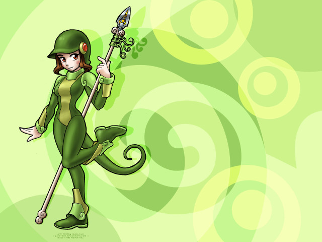 Cartoon character green hat dress free wallpaper for desktop - medium preview image