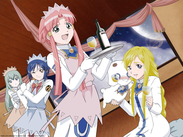 Anime girls tray wine moon free wallpaper for desktop - medium preview image