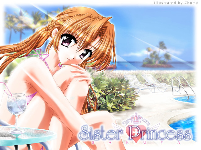 Girl beach wine anime sunset free wallpaper for desktop - medium preview image